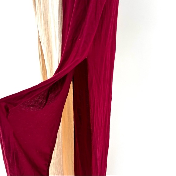 Women's Two Tone Letter Print Short Sleeve Long Slit Maxi Dress- Various Sizes - Picture 6 of 7